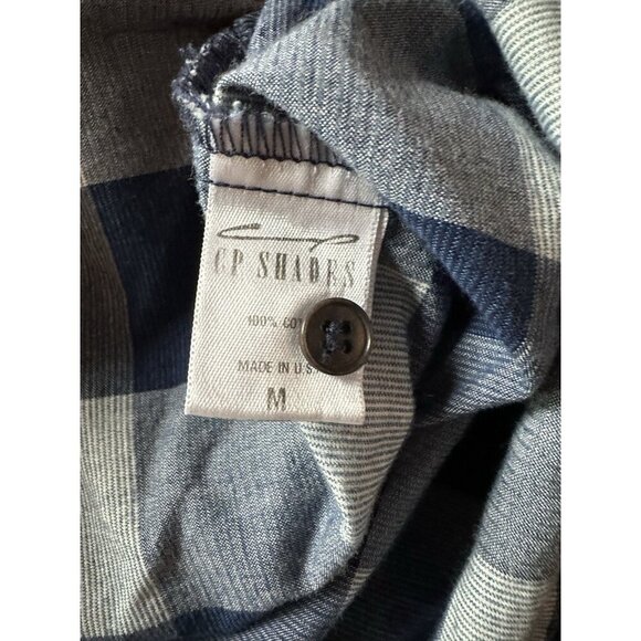 CP Shade Blue Fine Whale Corduroy Blue Plaid Check Button Down Top Shirt Medium - Picture 3 of 6